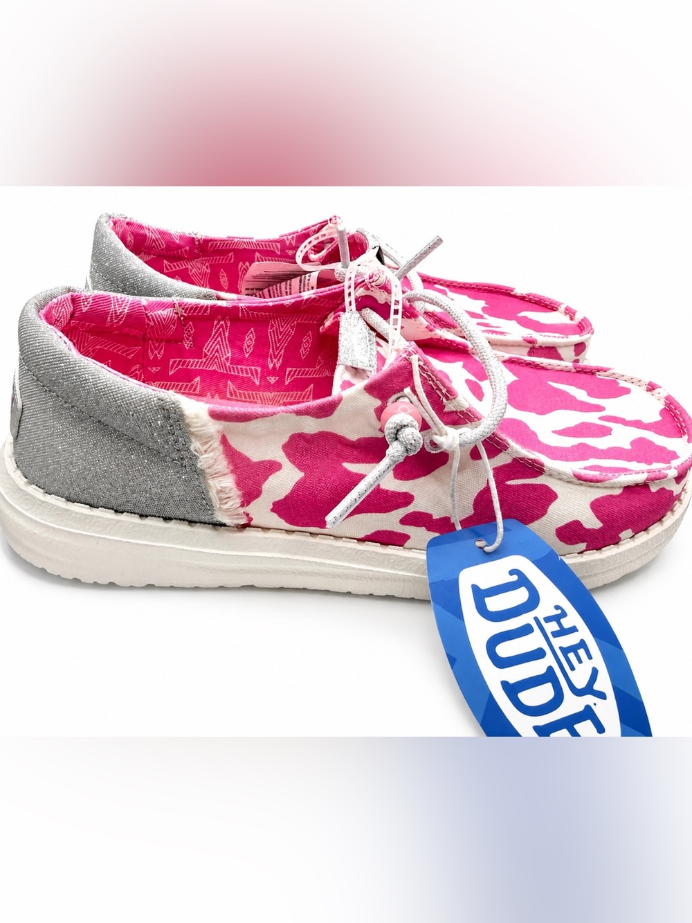 Hey Dude Pink Patterned Canvas Slip-On Shoes - Picture 2 of 3